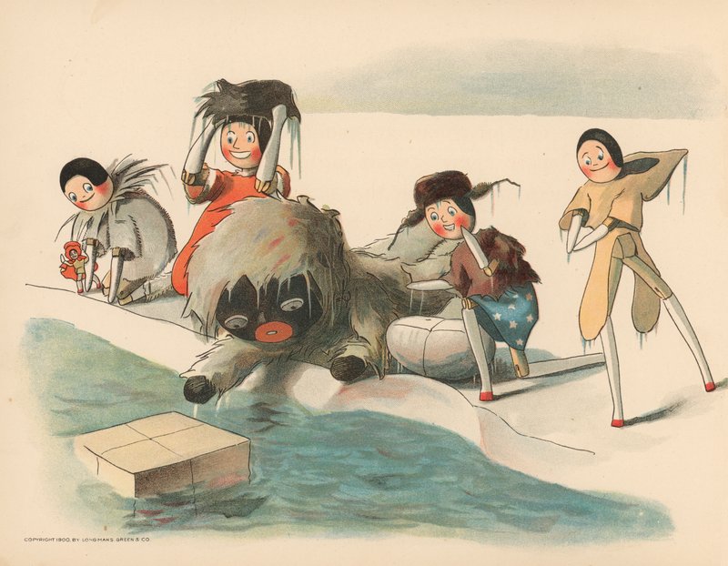 Illustratie voor De Golliwoggs Poolavonturen door Florence K. Upton