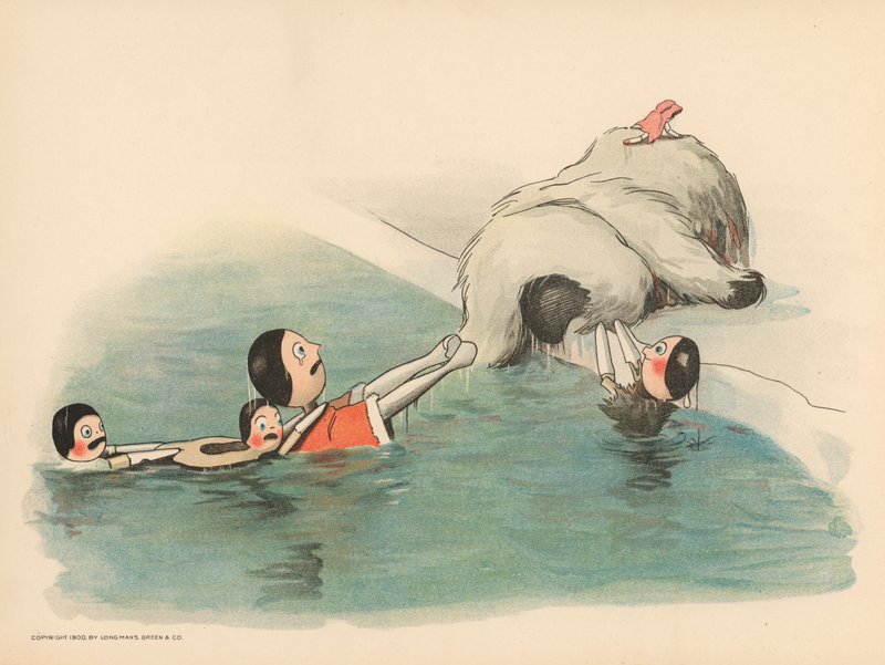 Illustratie voor De Golliwoggs Poolavonturen door Florence K. Upton