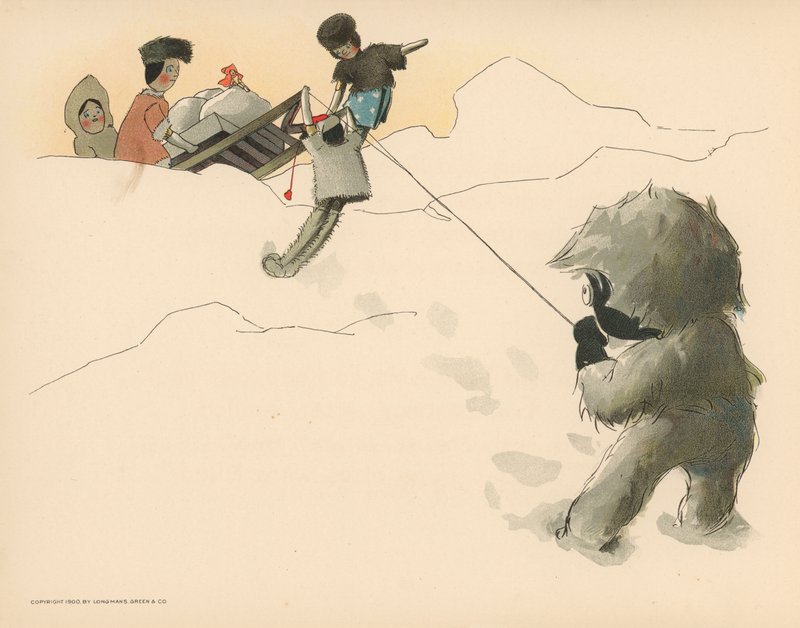 Illustratie voor De Golliwoggs Poolavonturen door Florence K. Upton