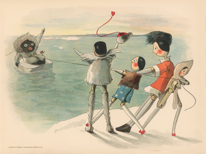 Illustratie voor De Golliwoggs Poolavonturen door Florence K. Upton