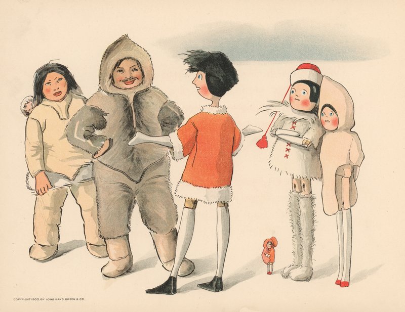 Illustratie voor De Golliwoggs Poolavonturen door Florence K. Upton