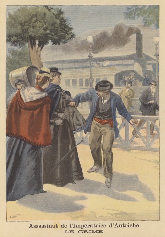 Moord op keizerin Elisabeth van Oostenrijk door Fortune Louis Meaulle