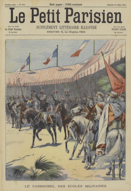 Cavalerieparade van de Franse militaire academies door Fortune Louis Meaulle