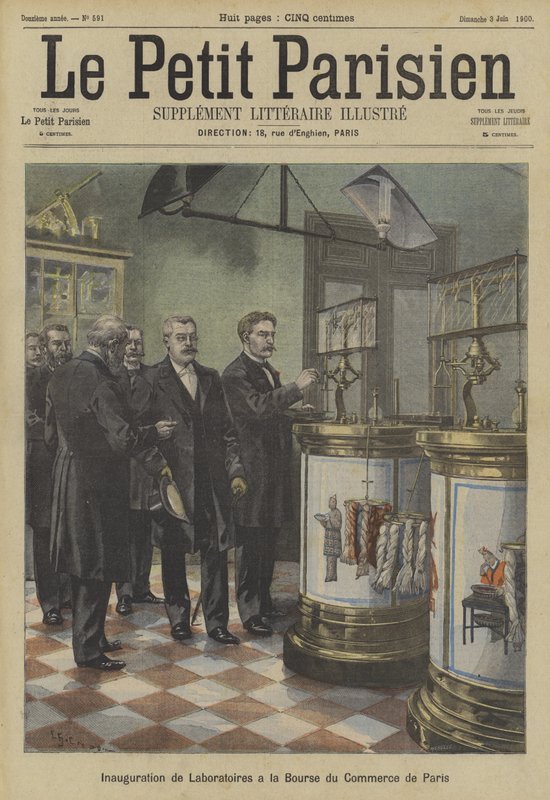 Inhuldiging van laboratoria op de Parijse goederenbeurs door Fortune Louis Meaulle