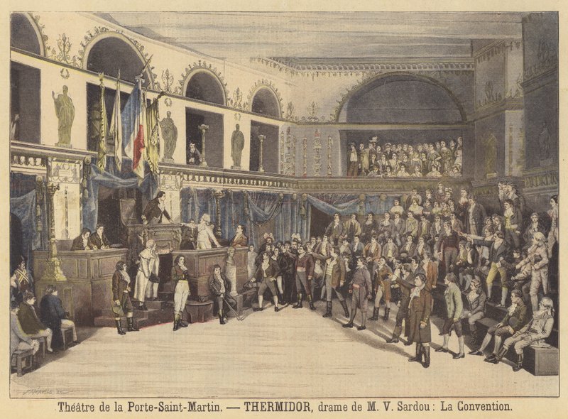 Productie van Thermidor in het Théâtre de la Porte-Saint-Martin door Fortune Louis Meaulle