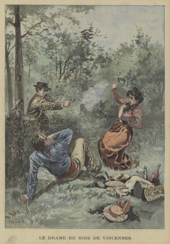 Schietpartij in het Bois de Vincennes, Parijs door Fortune Louis Meaulle