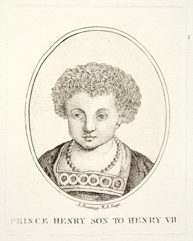Prins Hendrik, de toekomstige koning Hendrik VIII, zoon van Hendrik VII en Elizabeth van York (gravure) door Francesco (after) Bartolozzi