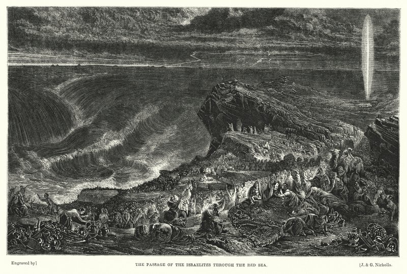De Doortocht van de Israëlieten door de Rode Zee (gravure) door Francis (after) Danby