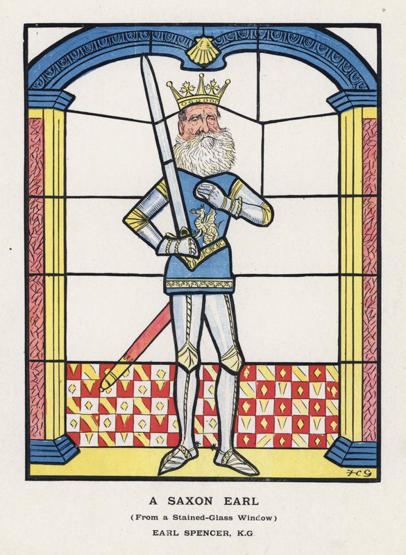 Een Saksische Graaf, Uit een Glas-in-loodraam, Graaf Spencer door Francis Carruthers Gould