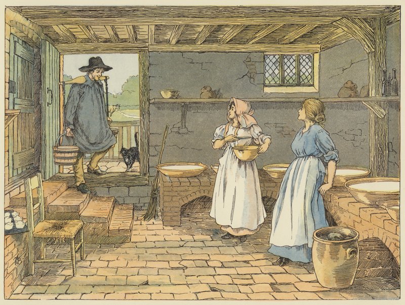 Zuivelman (kleurenlitho) door Francis Donkin Bedford