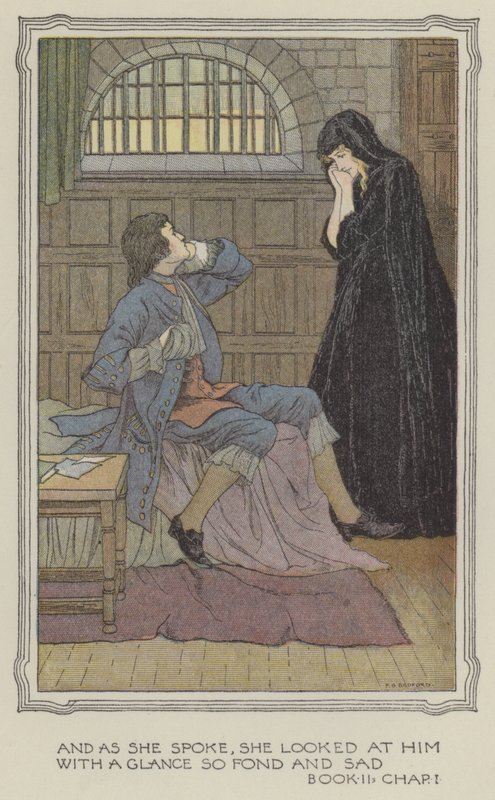 Illustratie voor De geschiedenis van Henry Esmond (kleurenlitho) door Francis Donkin Bedford