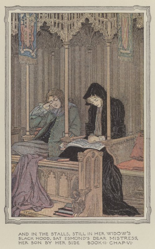 Illustratie voor De geschiedenis van Henry Esmond (kleurenlitho) door Francis Donkin Bedford