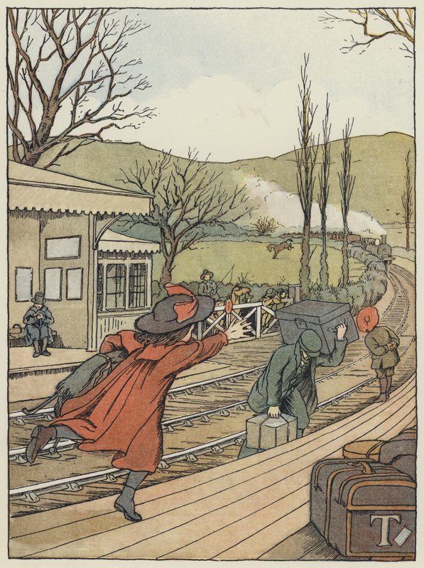 Londen: The Country Station (kleurenlitho) door Francis Donkin Bedford