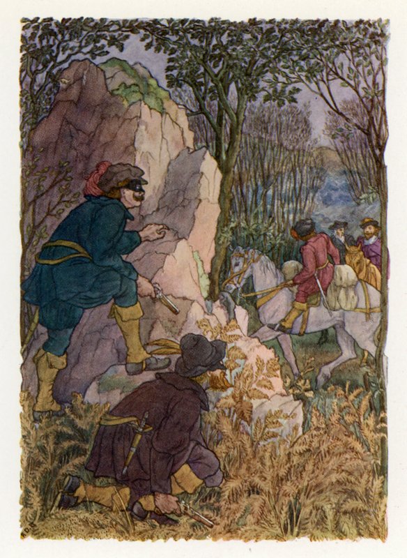 Vrolijk Engeland: Hinderlaag (kleurenlitho) door Francis Donkin Bedford