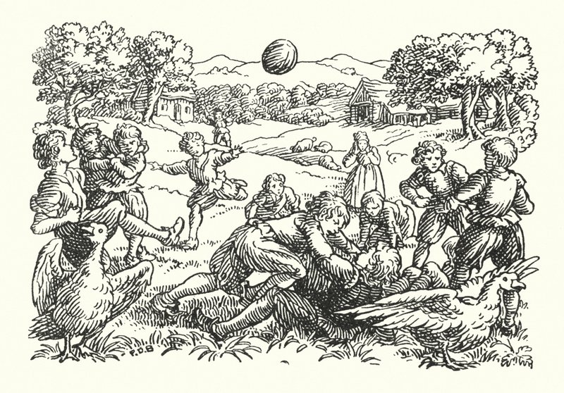 Merrie Engeland: Voetbal (litho) door Francis Donkin Bedford