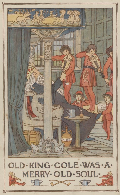 Old King Cole was een vrolijke oude ziel (kleurenlitho) door Francis Donkin Bedford