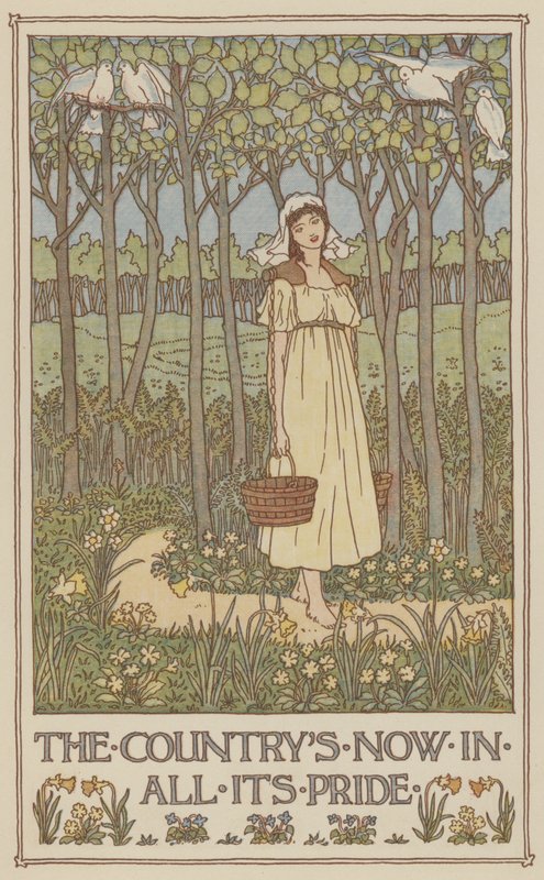 Het land is nu in al zijn trots (kleurenlitho) door Francis Donkin Bedford