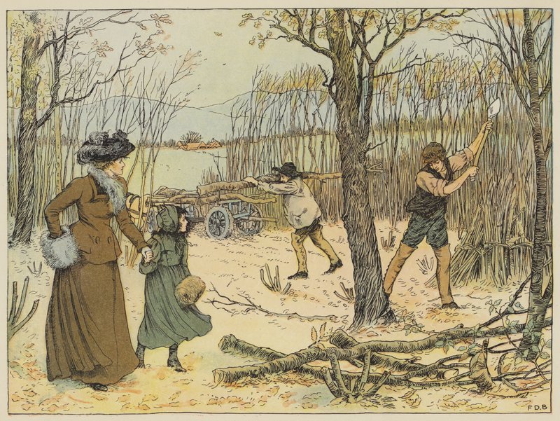 Woodman (kleurenlitho) door Francis Donkin Bedford