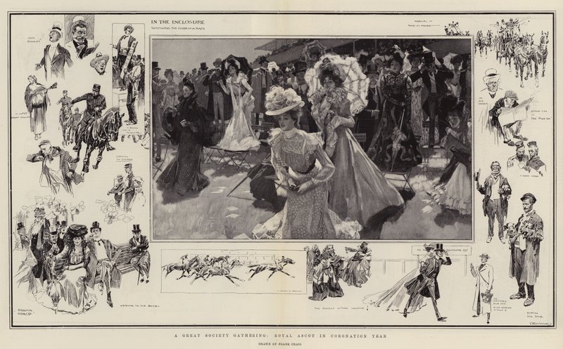 Een Grote Maatschappelijke Bijeenkomst, Royal Ascot in Kroningsjaar door Frank Craig