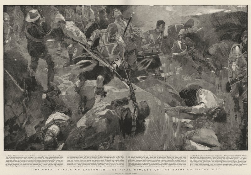 De Grote Aanval op Ladysmith, de Laatste Afwijzing van de Boeren op Wagon Hill door Frank Craig