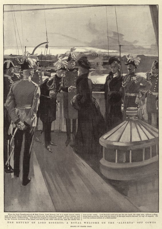 De terugkeer van Lord Roberts, een koninklijk welkom op de Alberta bij Cowes door Frank Craig