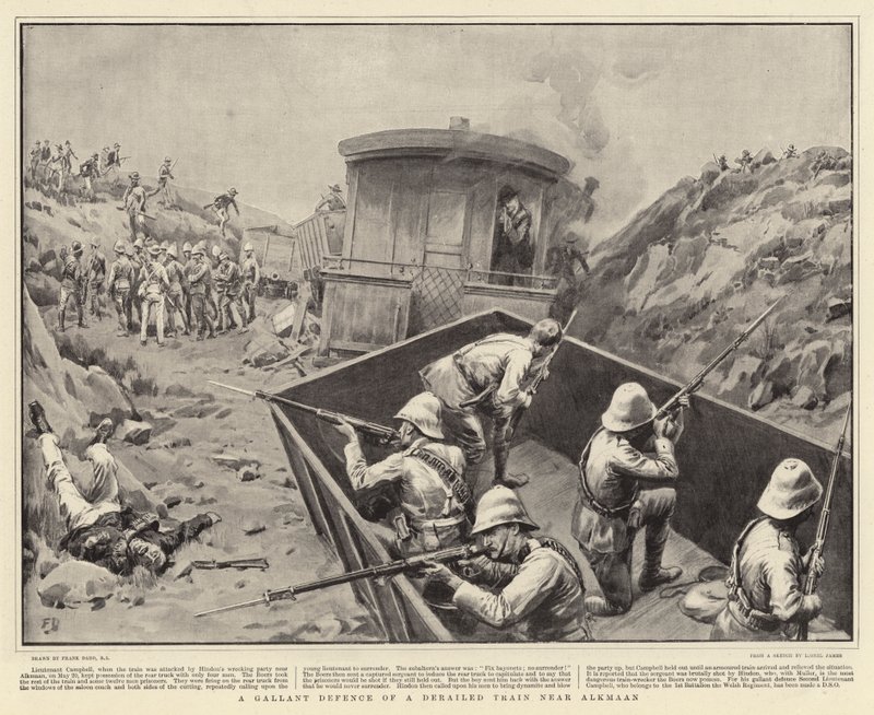 Een Dappere Verdediging van een Ontspoorde Trein nabij Alkmaan door Frank Dadd