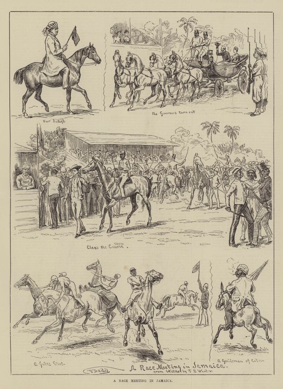 Een Renbijeenkomst in Jamaica door Frank Dadd