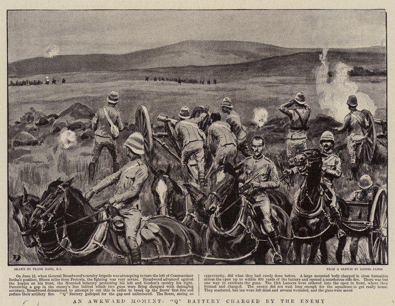 Een ongemakkelijk moment, Q Battery aangevallen door de vijand door Frank Dadd