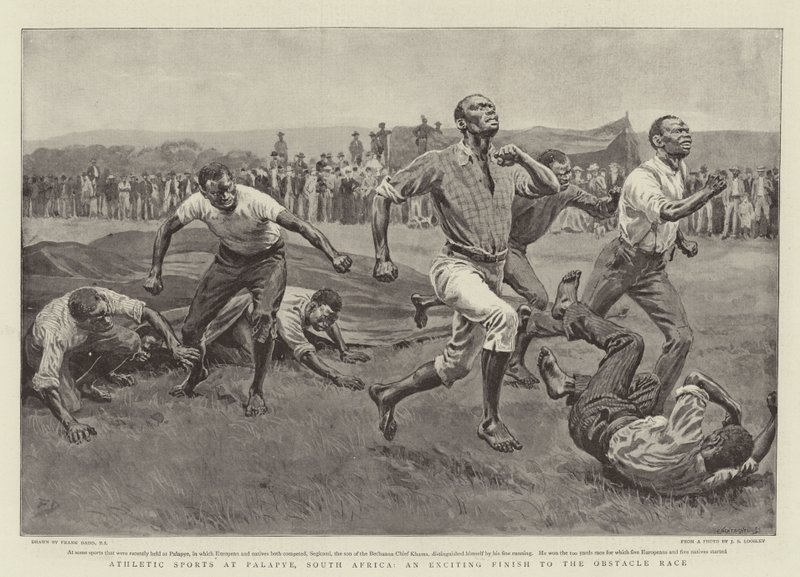 Atletische Sporten in Palapye, Zuid-Afrika, een Spannende Finish van de Hindernisrace door Frank Dadd