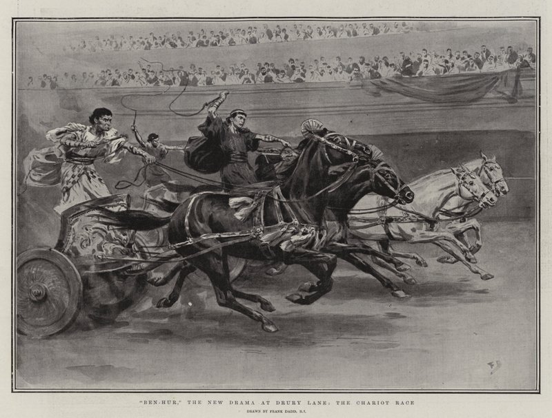 Ben-Hur, het Nieuwe Drama in Drury Lane, de Wagenrace door Frank Dadd