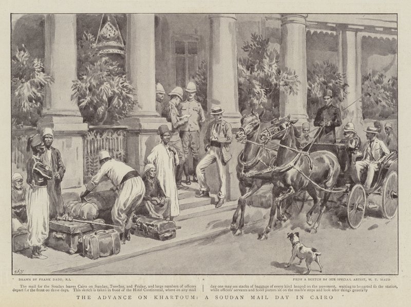 De opmars naar Khartoem, een Soedanese postdag in Caïro door Frank Dadd