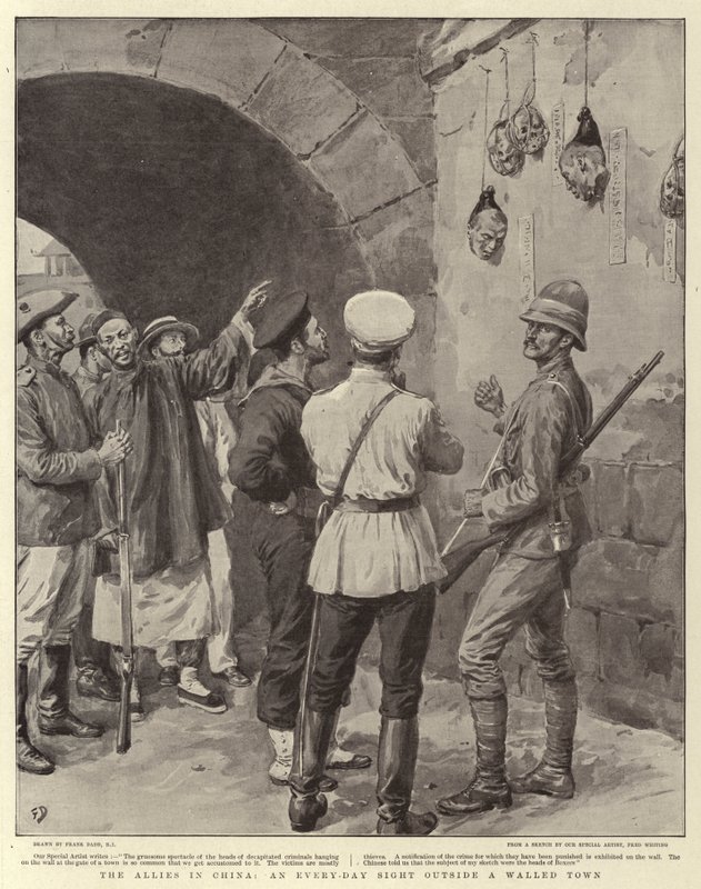 De bondgenoten in China, een dagelijks gezicht buiten een ommuurde stad door Frank Dadd