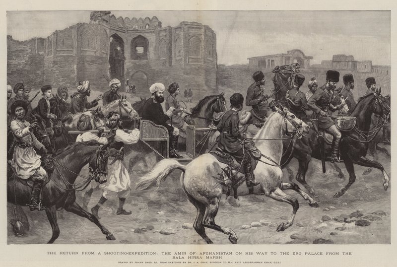 De Terugkeer van een Jachtexpeditie, de Amir van Afghanistan op Weg naar het Erg Paleis van de Bala Hirsa Moeras door Frank Dadd