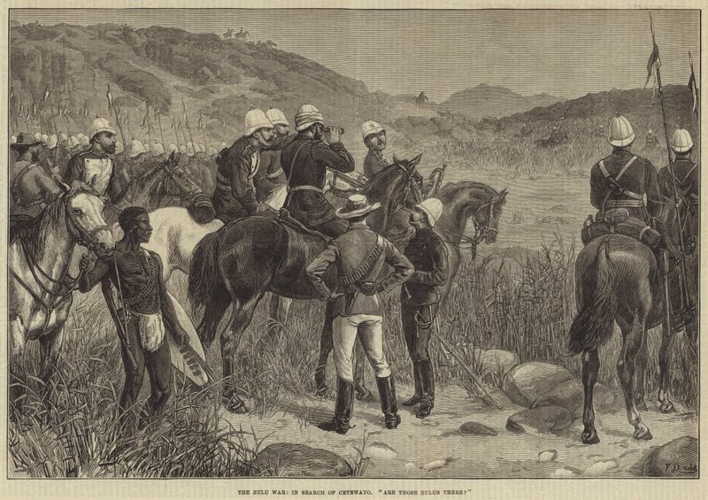 De Zoeloe-oorlog, op zoek naar Cetewayo, zijn dat Zoeloes daar door Frank Dadd