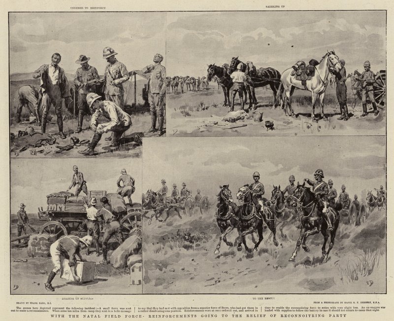 Met de Natal Field Force versterkingen op weg naar de Verkenningspartij door Frank Dadd