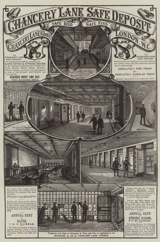 Advertentie, Chancery Lane Safe Deposit door Frank Watkins