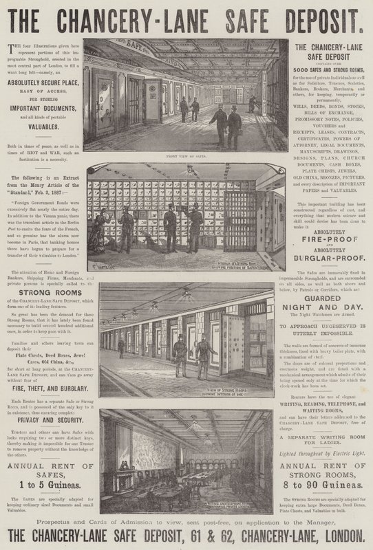 Advertentie, The Chancery-Lane Safe Deposit door Frank Watkins