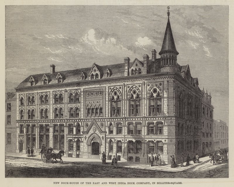 Nieuw Dok-Huis van de Oost- en West-Indische Dokmaatschappij, in Billiter-Square door Frank Watkins