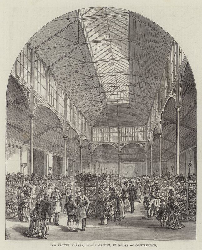 Nieuwe bloemenmarkt, Covent Garden, in aanbouw door Frank Watkins