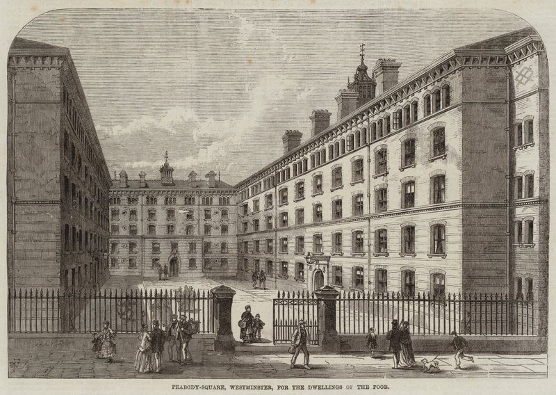 Peabody-Square, Westminster, voor de Woningen van de Armen door Frank Watkins