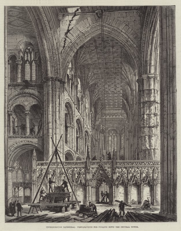 Kathedraal van Peterborough, Voorbereidingen voor het afbreken van de Centrale Toren door Frank Watkins