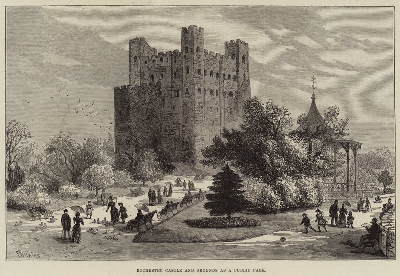 Kasteel en gronden van Rochester als openbaar park door Frank Watkins
