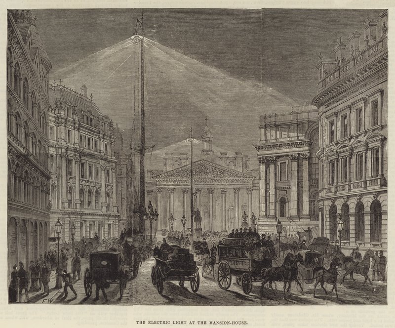 Het elektrische licht bij het Mansion-House door Frank Watkins
