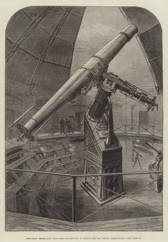 De Grote Refractietelescoop gebouwd in Dublin voor het Weense Observatorium door Frank Watkins