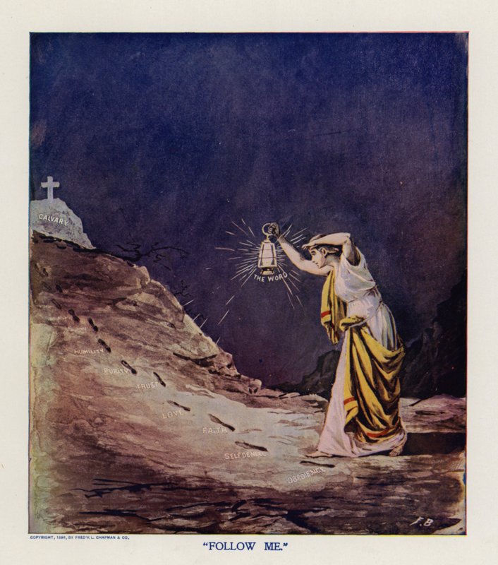 "Volg mij" (kleurenlitho) door Frank Beard