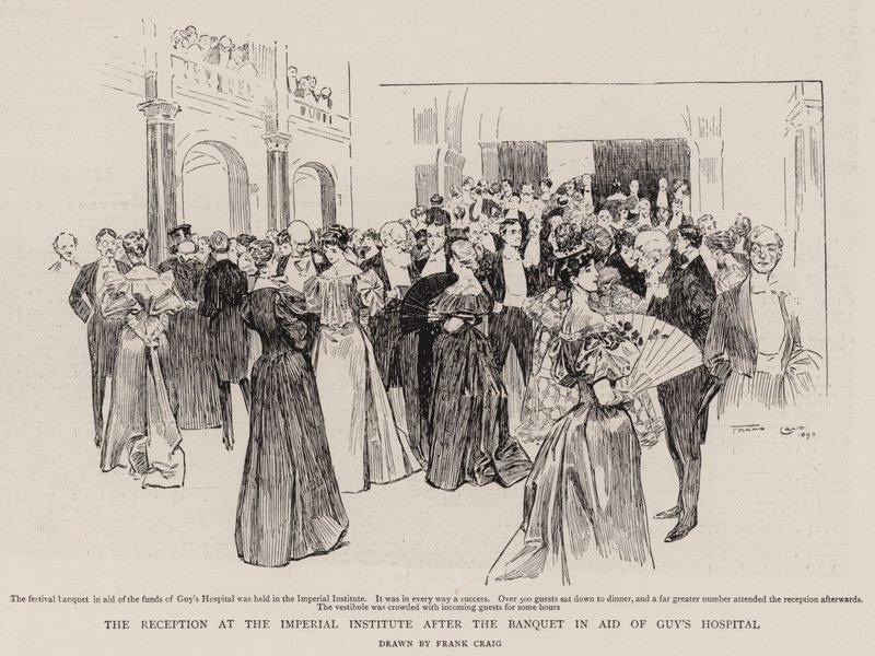 De receptie bij het Imperial Institute na het banket ten behoeve van Guy