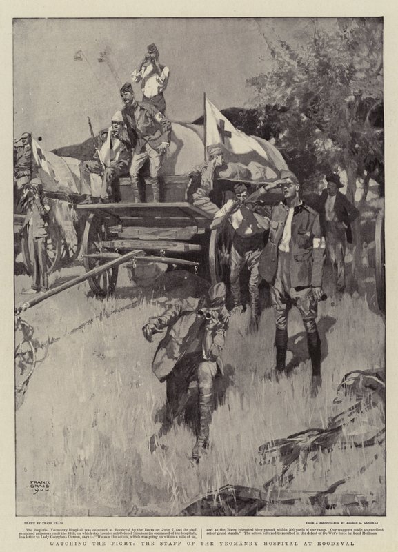De strijd bekijken, het personeel van het Yeomanry Hospital in Roodeval door Frank Craig