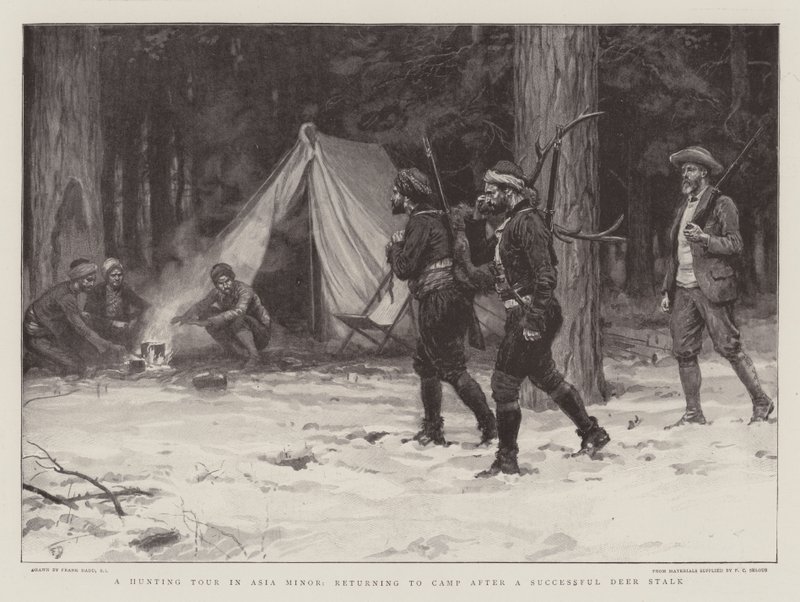 Een jachttour in Klein-Azië, terugkeer naar het kamp na een succesvolle hertenjacht door Frank Dadd