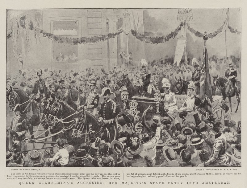 Toetreding van Koningin Wilhelmina, De Staatsintrede van Hare Majesteit in Amsterdam door Frank Dadd
