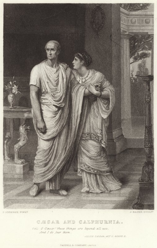 Caesar en Calphurnia, Julius Caesar, Act II, Scene II door Frank Dicksee